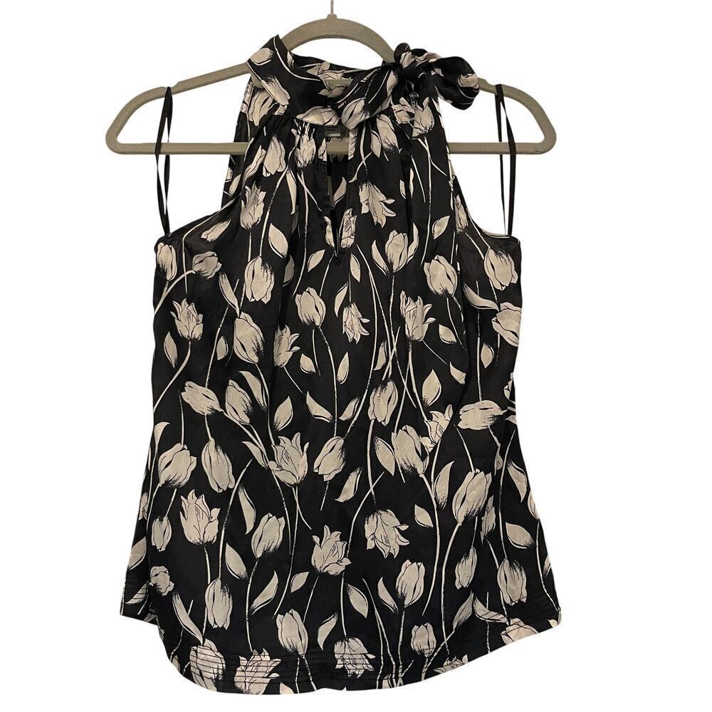 White House Black Market Women's Silk Halter Bohemian Floral Top Size Small
